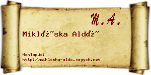 Miklóska Aldó névjegykártya